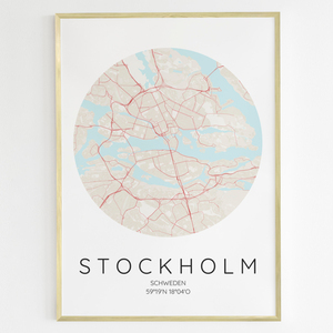 Carte Circulaire de Stockholm - Poster Personnalisé pour Amoureux de la Suède