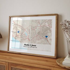Carte Duo Personnalisée avec Symboles: Pour Couples en Villes Distinctes