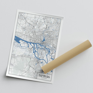 Carte de Hambourg Minimaliste - Cadeau Idéal pour Amoureux de la Ville