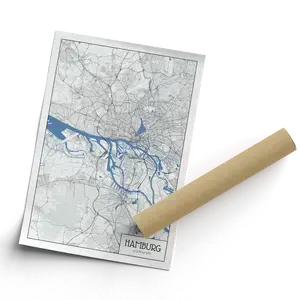 Carte de Hambourg Minimaliste - Cadeau Idéal pour Amoureux de la Ville