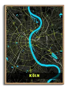 Mappa personalizzata di Colonia in stile neon-notturno - Crea il tuo capolavoro!