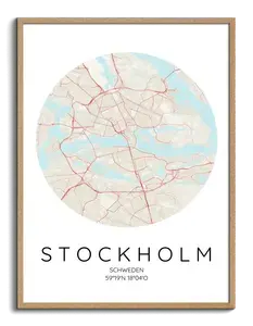 Carte Circulaire de Stockholm - Poster Personnalisé pour Amoureux de la Suède