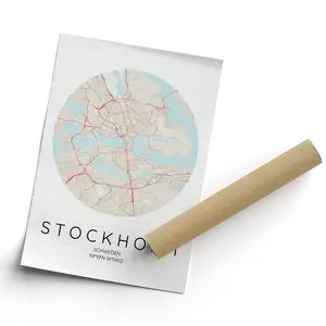 Carte Circulaire de Stockholm - Poster Personnalisé pour Amoureux de la Suède
