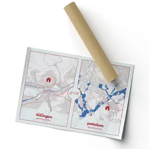 Carte personnalisée DOPPEL: Deux lieux pour couples à distance