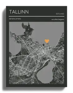 Celebra il vostro momento speciale con mappa di Tallinn in stile rivista!