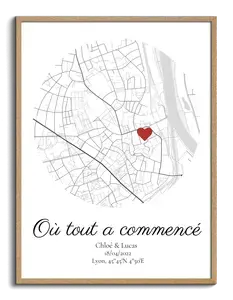 Carte personnalisée ronde - "Là où tout a commencé"