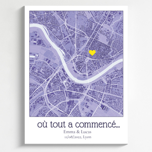 Carte personnalisée "Où tout a commencé" avec marqueur et texte individualisé