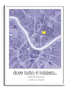 Crea la tua Mappa "Dove è iniziato tutto" con nomi e data, personalizza e regala!