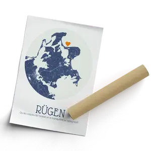 Carte personnalisée Rügen - Affiche ronde à message pour amoureux de voyages