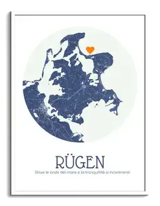 Crea il tuo poster personalizzato di Rügen con stile circolare e colorazione marina