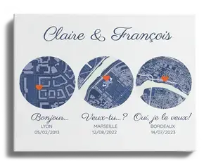 Carte de mariage personnalisée - 3 lieux de souvenir magiques