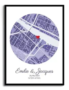 Carte de Lieu de Mariage Personnalisée - Poster Unique pour Jeunes Mariés