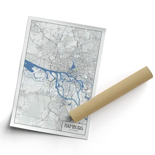 Mappa di Amburgo in Stile Architettonico - Personalizza il Tuo Ricordo Speciale