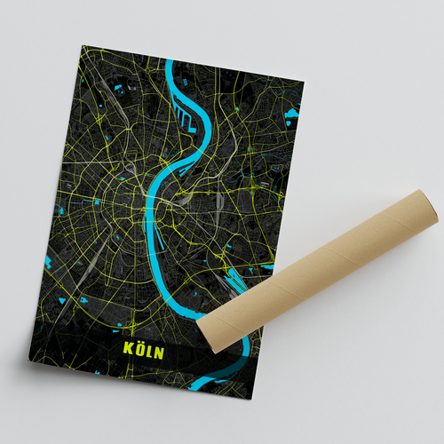 Carte noeon personnalisée Cologne - Cadeau lumineux pour amateurs de la ville