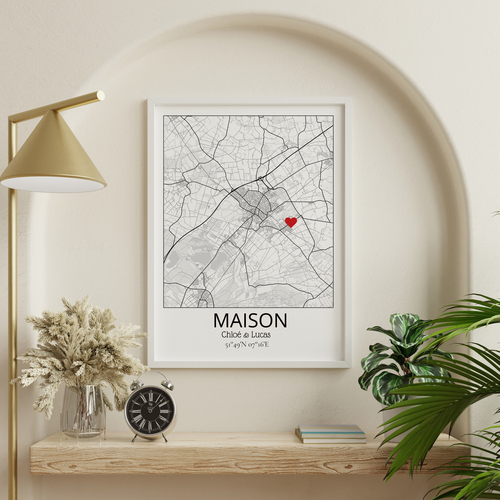 Affiche Personnalisée Maison avec Marqueur – Affichez Votre Lieu Précieux