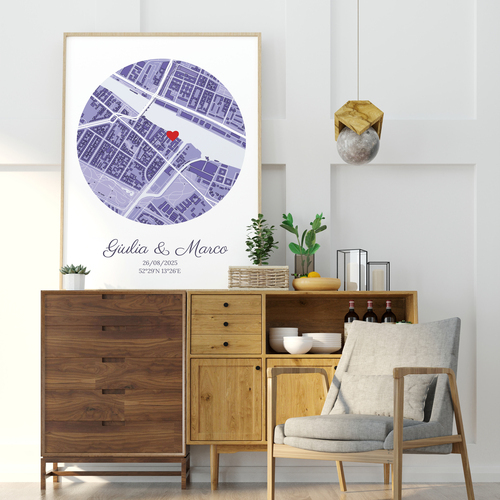 Crea il tuo poster di matrimonio personalizzato con mappa e dettagli!